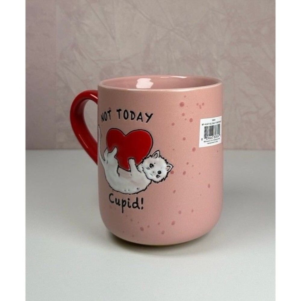 Pink “Not Today Cupid” Cat Mug | Valentine Coffee Tea Cup | Cute Gift - Picture 4 of 10